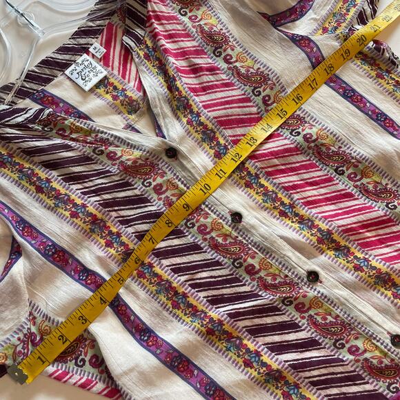 Parsley & Sage Paisley Striped & Floral Button Top Women's Medium Mixed Prints - Picture 6 of 7